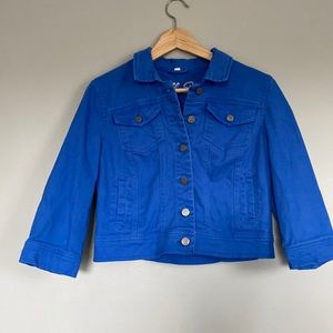 EUC blue Vanilla Star crop jean jacket size large